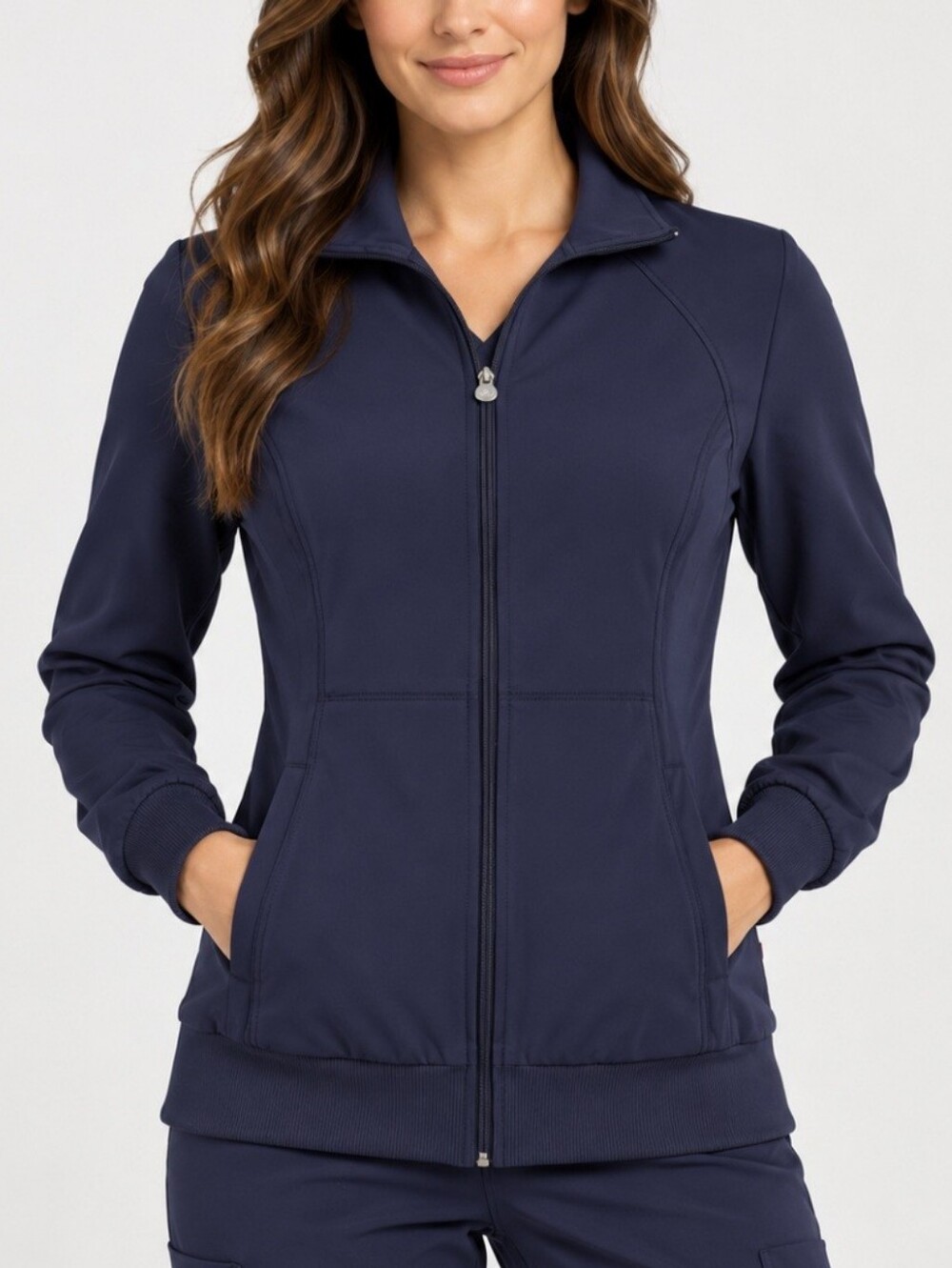 Cherokee Infinity Zip Front Warm-Up Scrub Jacket Navy
